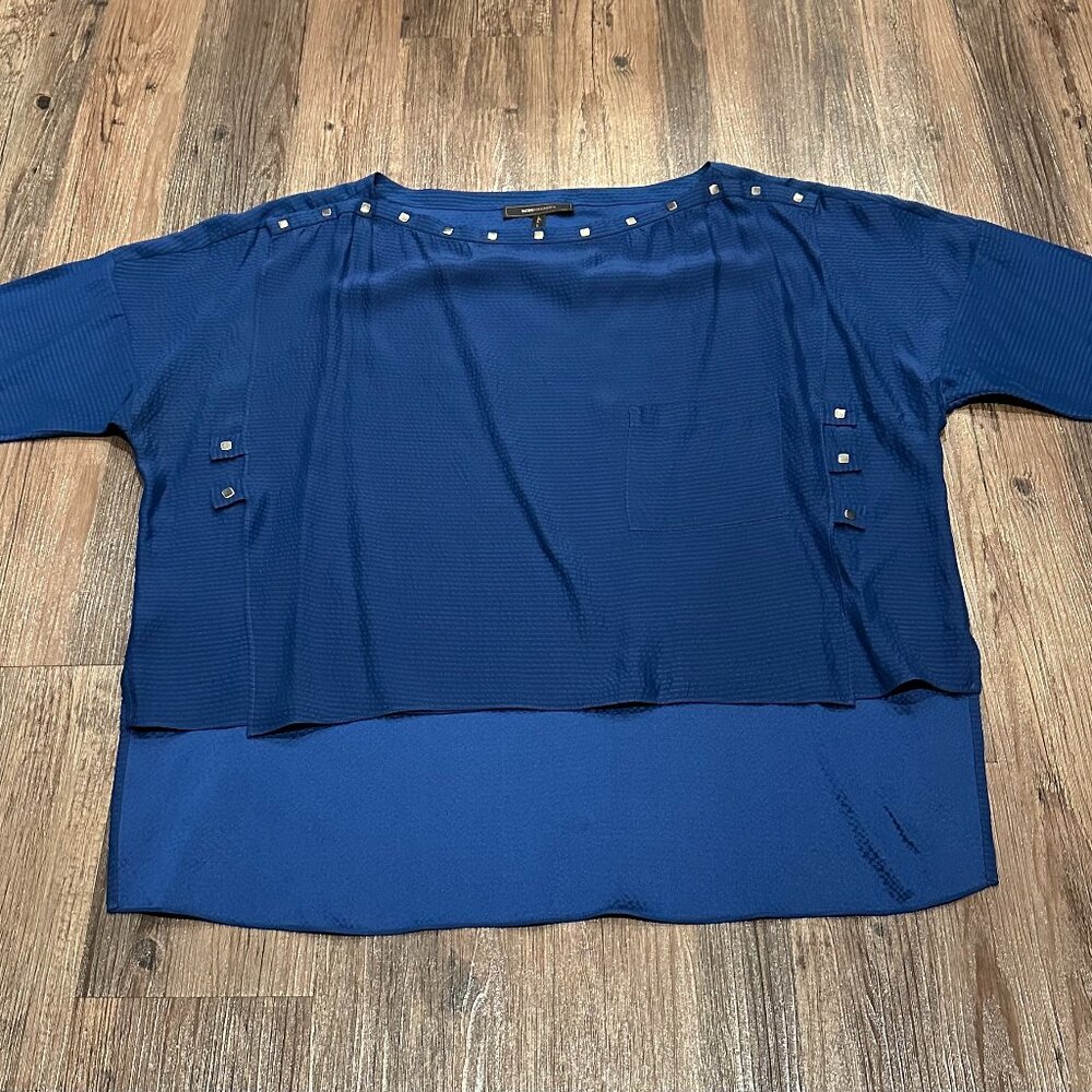 BCBG Max Azria Royal Blue Silk Blouse w/Grommets - Size M